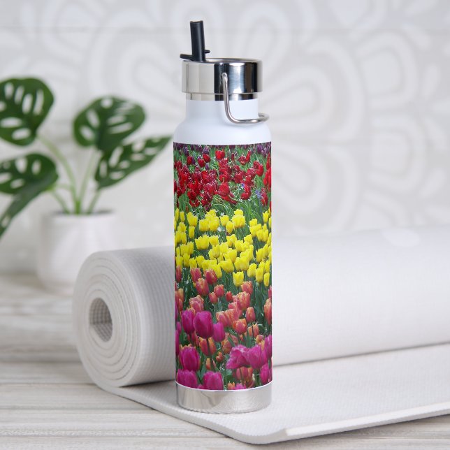 Colourful Tulip Garden Floral Water Bottle (Yoga)
