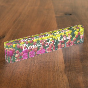 Colourful Tulip Garden Personalised Floral Nameplate