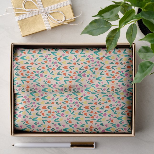 Colourful Tulip Pattern Cute Floral Gift Tissue Paper (Gift)