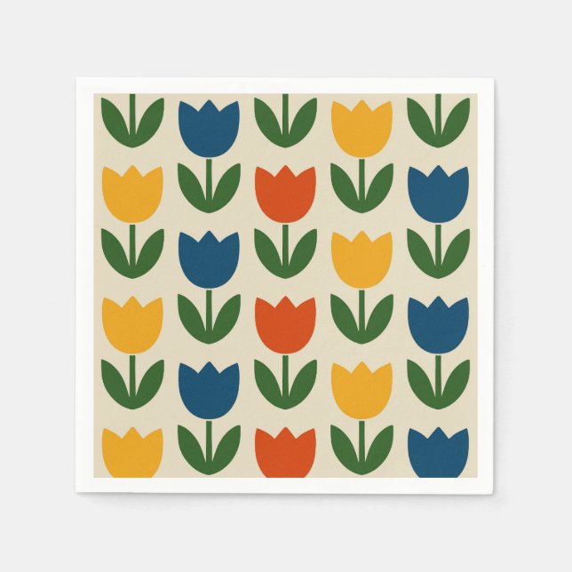 Colourful Tulip Pattern Napkin (Front)