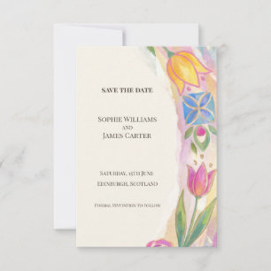 Colourful Tulip Save The Date Card