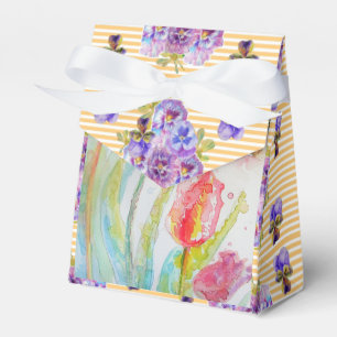 Colourful Tulip Watercolour Party Cake Favour Box