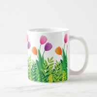 Colourful Tulips and Green Vegetation