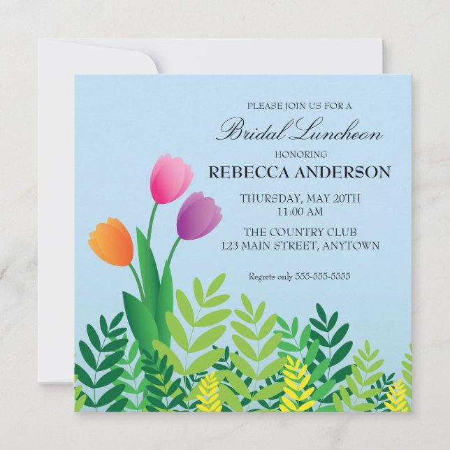 Colourful Tulips Bridal Luncheon Invitation (Front)