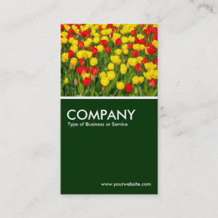 Colourful Tulips - Dark Green Business Card