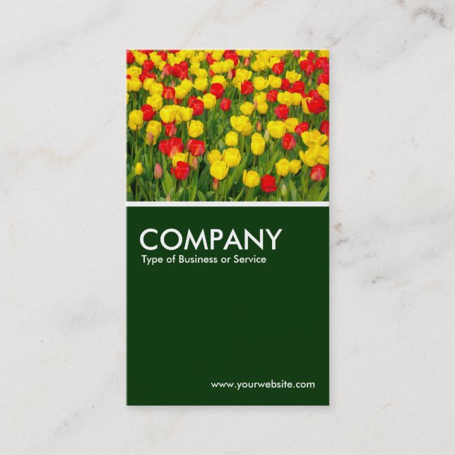 Colourful Tulips - Dark Green Business Card (Front)