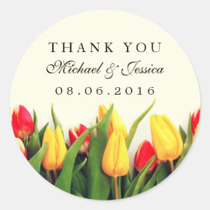 Colourful Tulips Floral Wedding Thank You Stickers