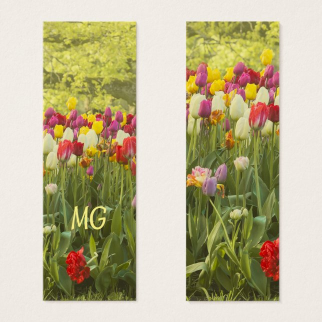 Colourful tulips in a park with Initials (Front & Back)