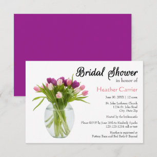 Colourful Tulips in Vase  - Bridal Shower Invite