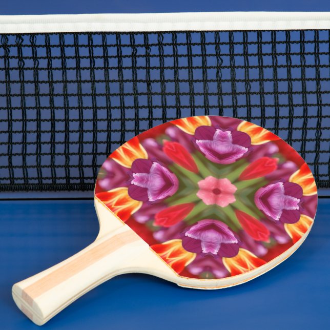 Colourful Tulips Kaleidoscope  Ping Pong Paddle (Insitu)