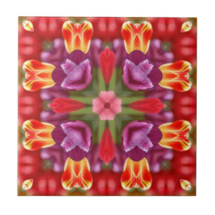 Colourful Tulips Kaleidoscope Tile