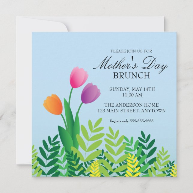 Colourful Tulips Mother's Day Brunch Invitation (Front)