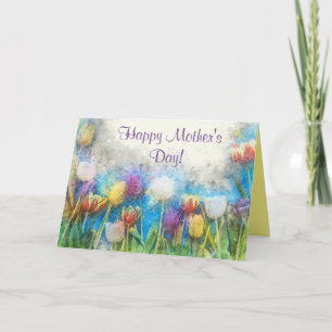 Colourful Tulips Mother's Day Folded Greeting Card