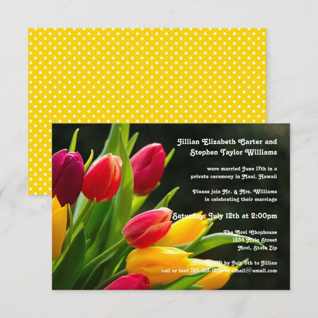 Colourful Tulips Photo -3x5Wedding Announcement (Front/Back)