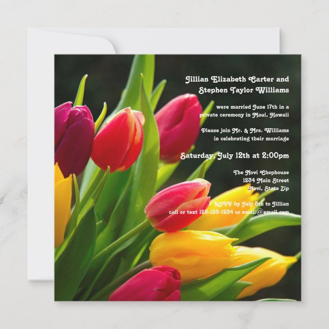 Colourful Tulips Photo -5x5 Wedding Announcement (Front)