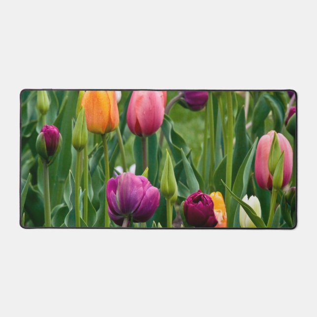 Colourful Tulips Print Desk Mat (Front)