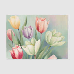 Colourful Tulips Watercolor Romantic Tissue Paper
