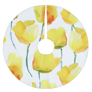 Colourful Tulips Watercolor: Seamless Illustration Brushed Polyester Tree Skirt