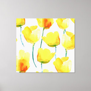 Colourful Tulips Watercolor: Seamless Illustration Canvas Print
