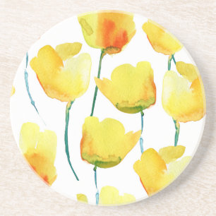 Colourful Tulips Watercolor: Seamless Illustration Coaster