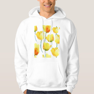 Colourful Tulips Watercolor: Seamless Illustration Hoodie