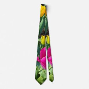 Colourful Tullips in Reds, Purples, Yellows, Green Tie