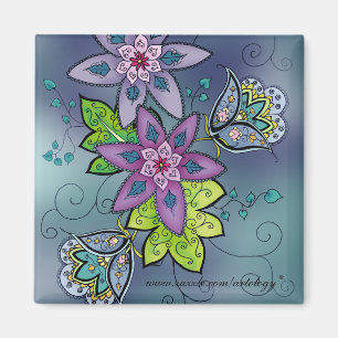 Colourful Tulps Magnet (square)
