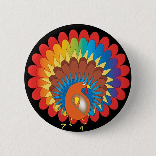 Colourful Turkey 6 Cm Round Badge (Front)