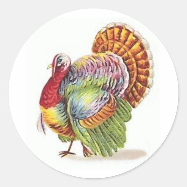 colourful turkey classic round sticker (Front)