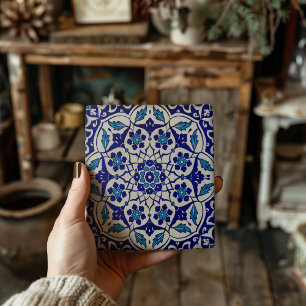 Colourful Turkish Ottoman Iznik Blue Decorative Tile