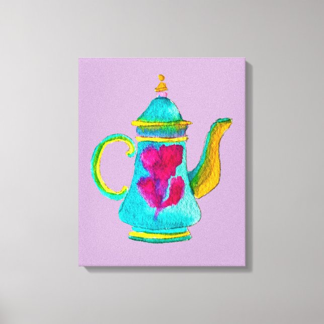 Colourful Turkish teapot watercolor Canvas Print (Front)