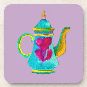 Colourful Turkish teapot watercolor Coaster