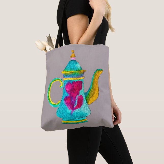 Colourful Turkish teapot watercolor Tote Bag (Close Up)
