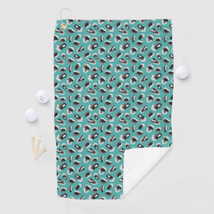 Colourful turquoise animal print pattern golf towel