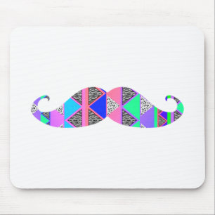 Colourful Turquoise Aztec Pattern Moustache Mouse Mat