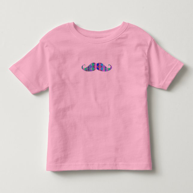 Colourful Turquoise Aztec Pattern Moustache Toddler T-Shirt (Front)