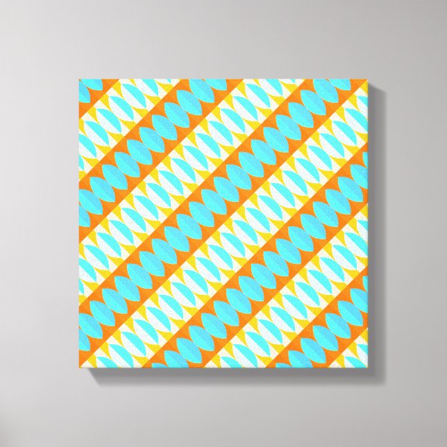 Colourful Turquoise Blue Orange Yellow Pattern Canvas Print (Front)