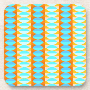 Colourful Turquoise Blue Orange Yellow Pattern Coaster