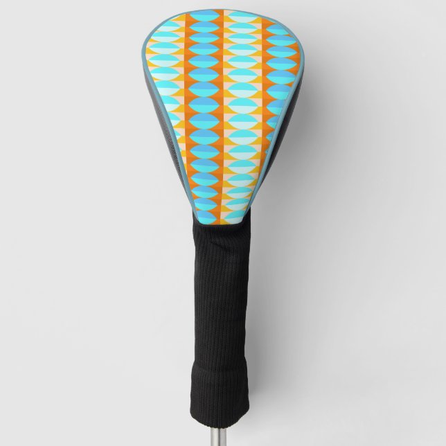 Colourful Turquoise Blue Orange Yellow Pattern Golf Head Cover (Front)