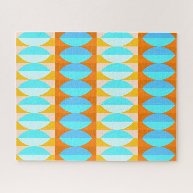 Colourful Turquoise Blue Orange Yellow Pattern Jigsaw Puzzle (Horizontal)