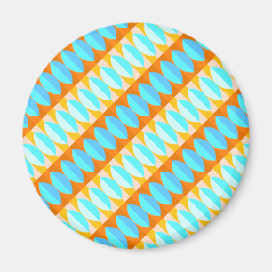 Colourful Turquoise Blue Orange Yellow Pattern Magnet