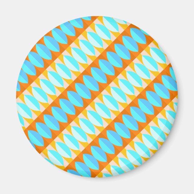 Colourful Turquoise Blue Orange Yellow Pattern Magnet (Front)