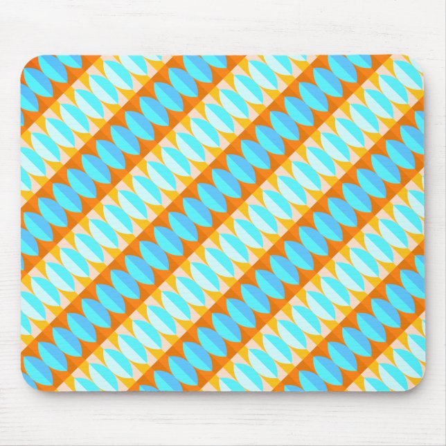 Colourful Turquoise Blue Orange Yellow Pattern Mouse Mat (Front)
