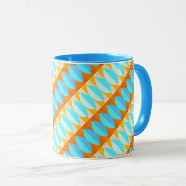 Colourful Turquoise Blue Orange Yellow Pattern Mug (Front Right)
