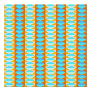 Colourful Turquoise Blue Orange Yellow Pattern Poster
