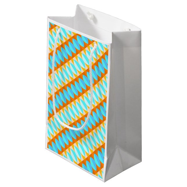 Colourful Turquoise Blue Orange Yellow Pattern Small Gift Bag (Front Angled)