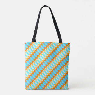 Colourful Turquoise Blue Orange Yellow Pattern Tote Bag