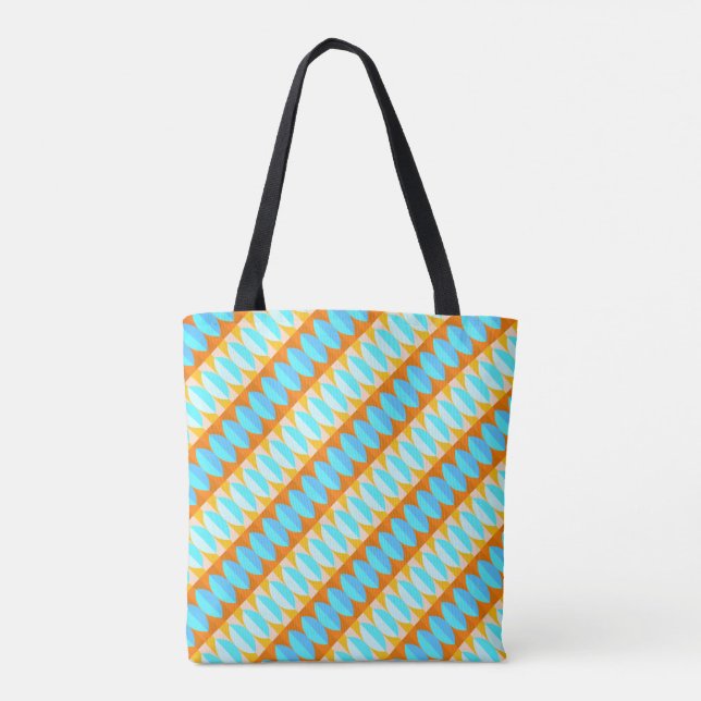 Colourful Turquoise Blue Orange Yellow Pattern Tote Bag (Back)