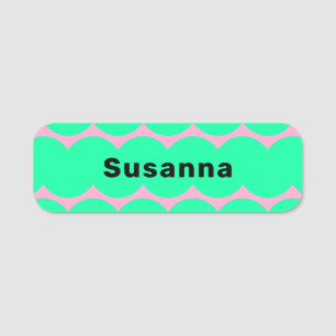 Colourful Turquoise Green Pink Squiggle Magnetic Name Tag