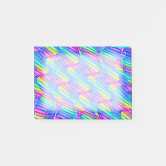 Colourful Turquoise Rainbow Wave Twists Artwork Post-it Notes (Front)